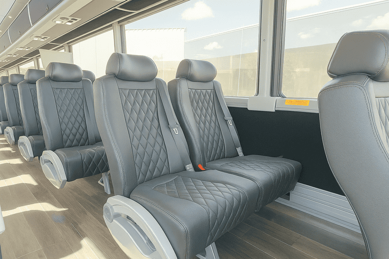 interior of Spokane Valley Minibus Company charter bus